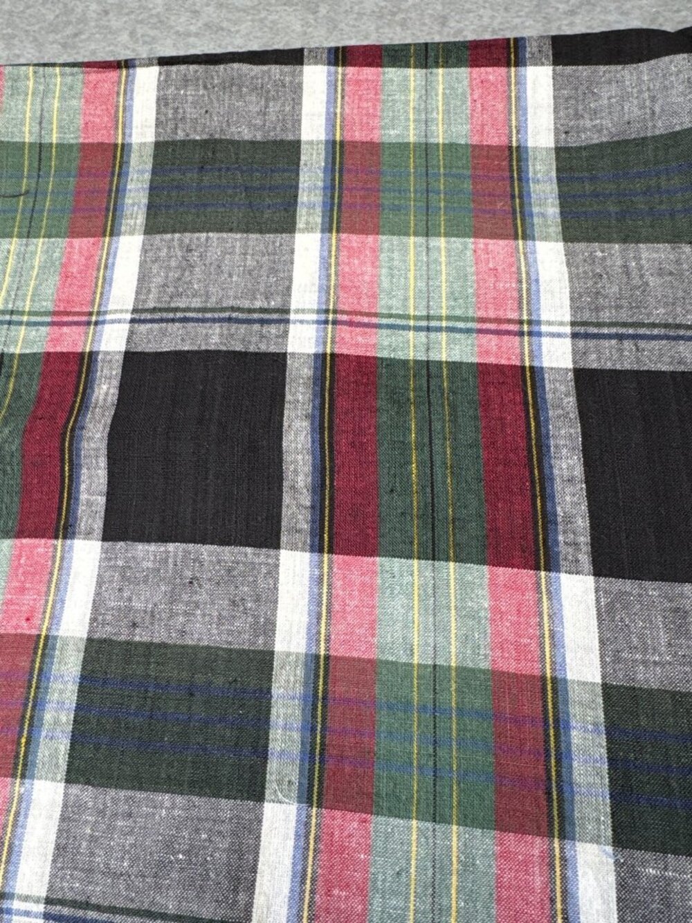Vintage Plaid Cotton Fabric 1/4 yard x 44" Green/Red/Black
